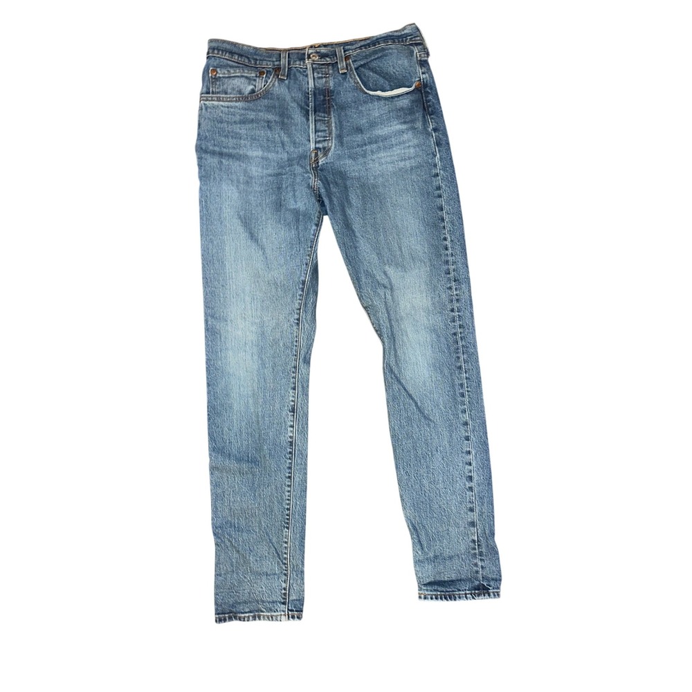 Levis Premium 501 Skinny Jeans Medium Wash Blue High Rise Button Fly 30x32